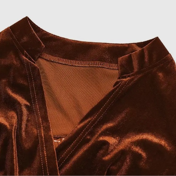 NWT Velvet Surplice Neck Relax Fit Mini Dress - Picture 5 of 7